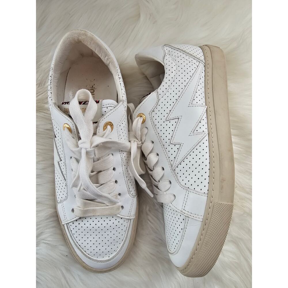 Zodic & Voltaire Womens white Sneakers leather lace up size 38 - Picture 2 of 9